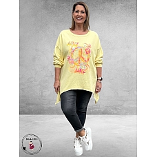 NC Sweater met Statement PEACE Geel